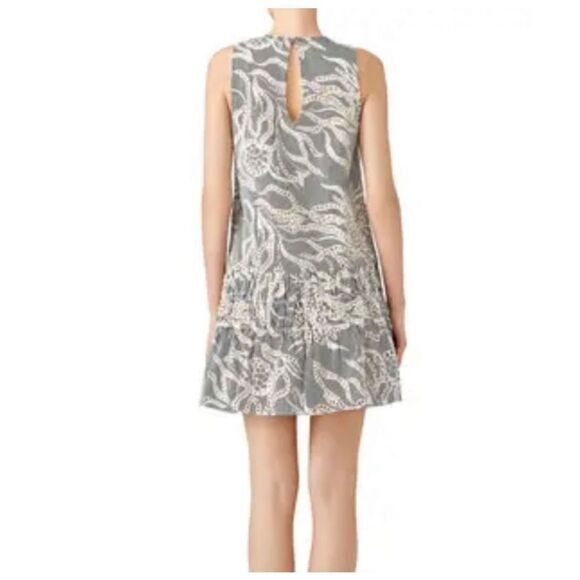 Waverly Grey Dress Carolyn Shift Blue & White Printed Embroidery Cut Outs Large - Picture 2 of 8